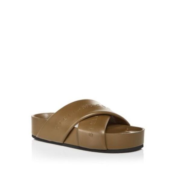 STELLAMCCARTNEY Womens Green Round Toe Platform Slip On Slide Sandals Shoes 38